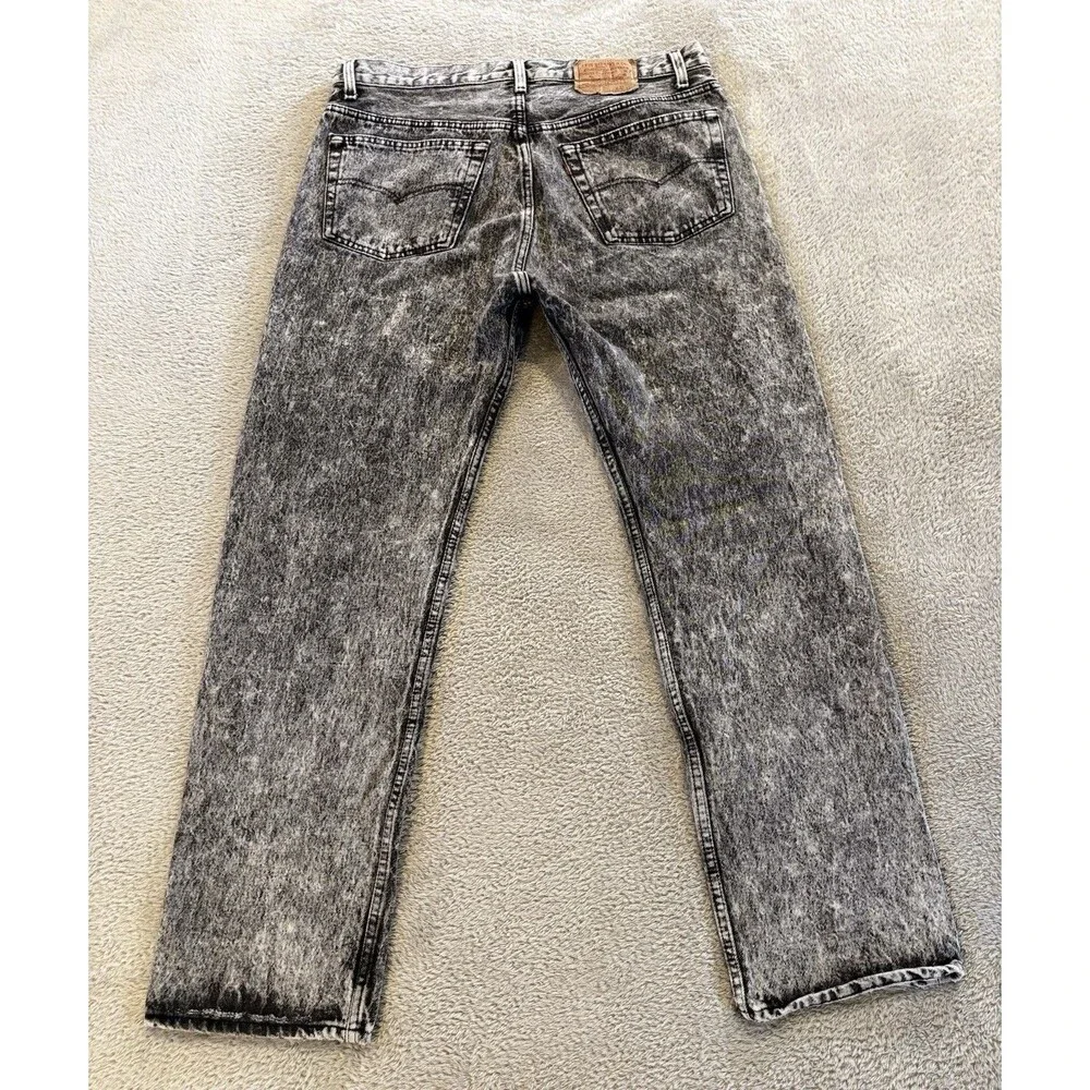 VTG ‘86 USA Levi's 501 Men's Jeans 38x32 Button Fly Black Gray Acid Wash Denim